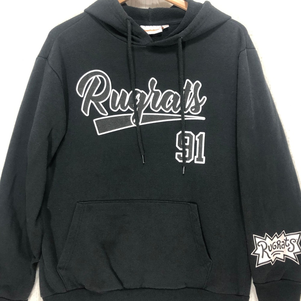 Nickelodeon Rugrats Baseball Graphic Hoodie Black Tommy Chuckie 91 Small